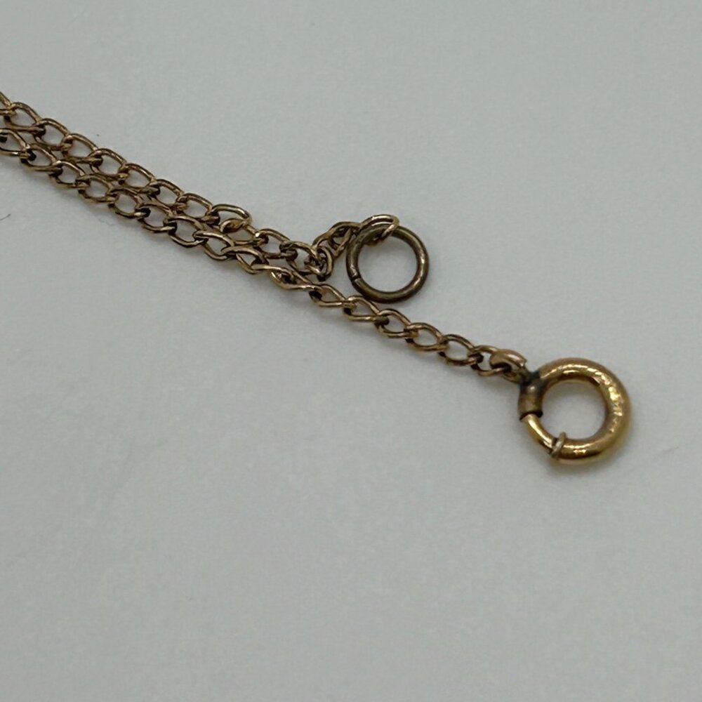 Vintage Art Deco Etched Gold-tone Cross Necklace and Chain 1930 Thumbsless Clasp - Picture 6 of 12